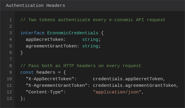 Autentificering med e-conomic REST API